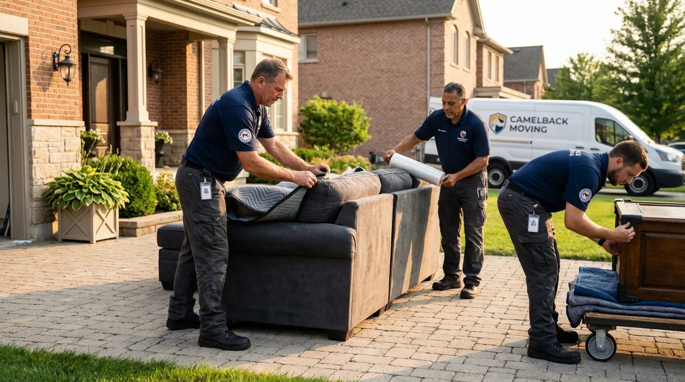 Large estate moving crew wrapping furniture in Dover, NJ