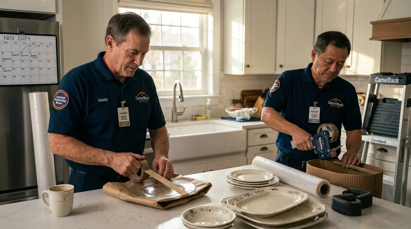 Professional crew packing kitchen dishware in Dover, NJ